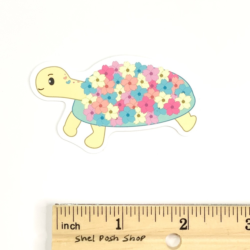 Floral Turtle Vinyl Sticker - Picture 2 of 2